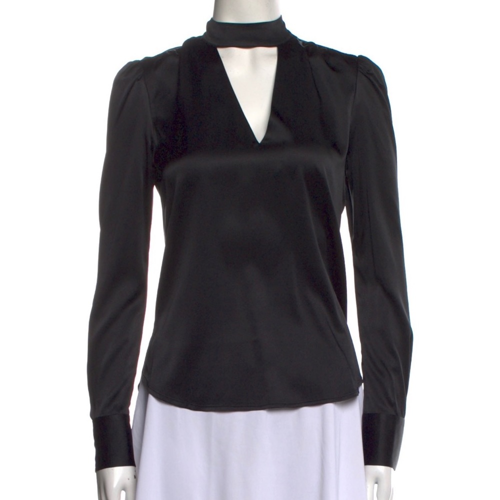 Ladies Silk Veronica Beard Mock Neck Long-sleeve
